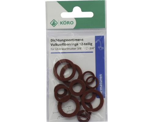 Dichtingsassortiment met vulkaniseerringen, 12-delig, voor wartelmoeren in verschillende maten