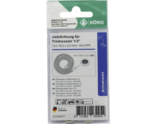 Zeefdichting voor drinkwater 1/2 inch, 14 x 18,5 x 2,5 millimeter