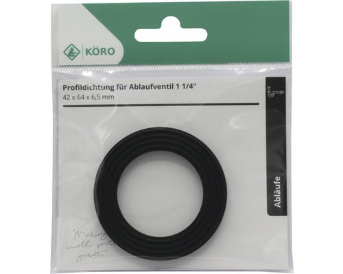 Körö profieldichting voor afvoerventiel 1 1/4 inch, afmeting 42 x 64 x 6,5 millimeter