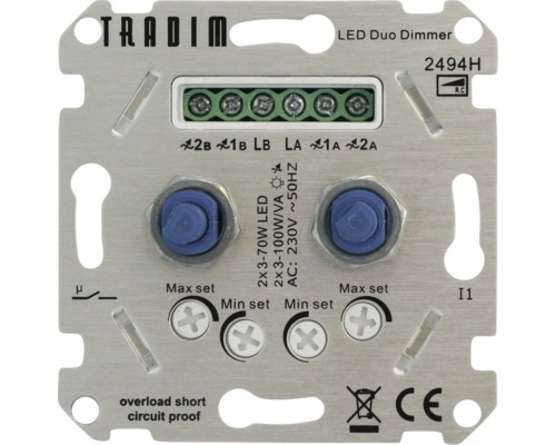 TRADIM LED Duo muurdimmer 2494H incl. wisselschakeling 2x 3-100W (R,C)