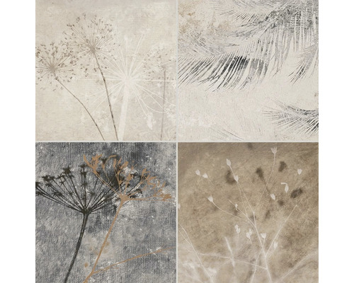 Wand- en vloertegel Herbal 33,15x33,15 cm grijs Decoratieve tegel met plantmotieven voor wand en vloer