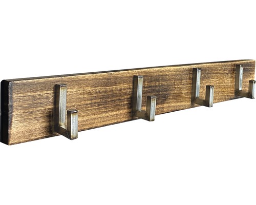 Kapstok van hout met metalen haken