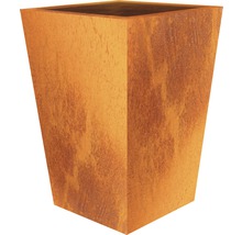 Vierkante plantenbak van metaal met roestlook