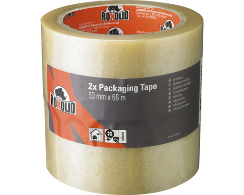 ROXOLID Verpakkingstape transparant 66 m x 50 mm 2 stuks