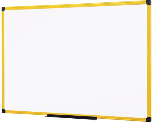 Wit whiteboard met gele rand