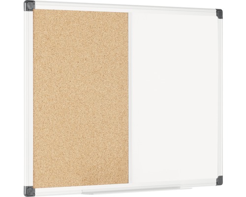 Combinatie van kurkbord en whiteboard met aluminium frame