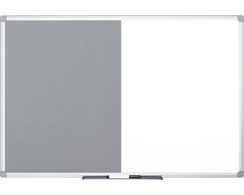 BI-OFFICE Combinatiebord vilt- en magneetbord grijs/wit 60x45 cm