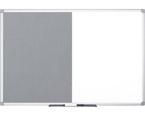 BI-OFFICE Combinatiebord vilt- en magneetbord grijs/wit 60x45 cm Combinatie van whiteboard en prikbord met aluminium frame