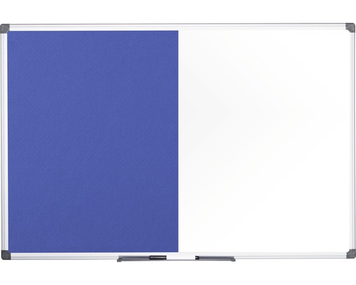 BI-OFFICE Combinatiebord vilt- en magneetbord blauw/wit 90x60 cm