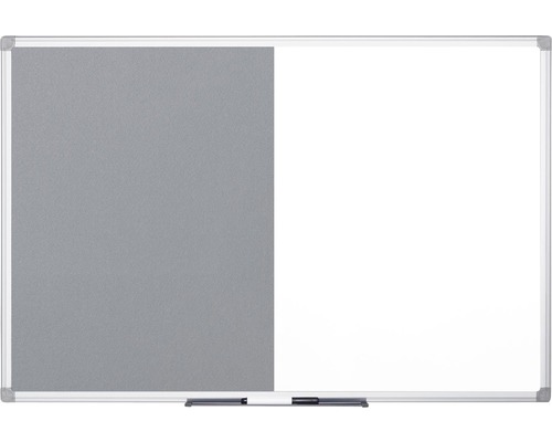 BI-OFFICE Combinatiebord vilt- en magneetbord grijs/wit 90x60 cm