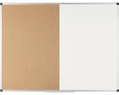 BI-OFFICE Combinatiebord kurk- en magneetbord bruin/wit 120x90 cm Combinatie van kurkbord en whiteboard met frame