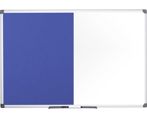 BI-OFFICE Combinatiebord vilt- en magneetbord blauw/wit 120x90 cm