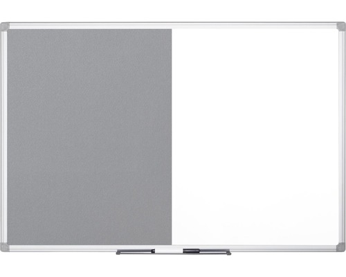 BI-OFFICE Combinatiebord vilt- en magneetbord grijs/wit 120x90 cm