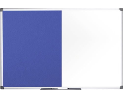 BI-OFFICE Combinatiebord vilt- en magneetbord blauw/wit 180x90 cm