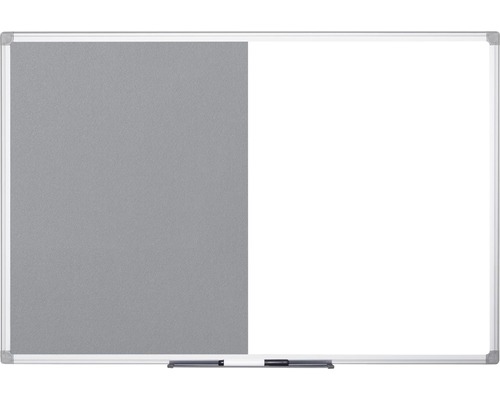 BI-OFFICE Combinatiebord vilt- en magneetbord grijs/wit 180x90 cm
