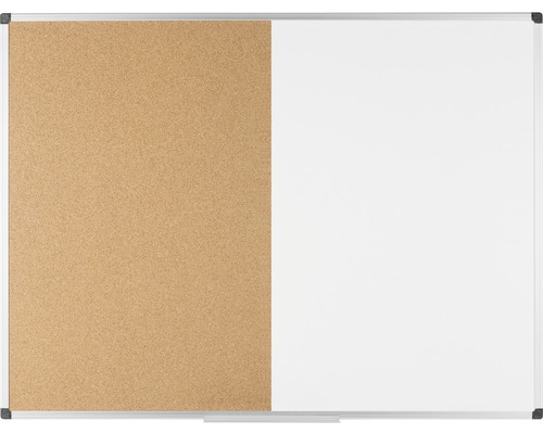 BI-OFFICE Combinatiebord kurk- en magneetbord bruin/wit 150x120 cm Combinatie van kurkbord en whiteboard met frame
