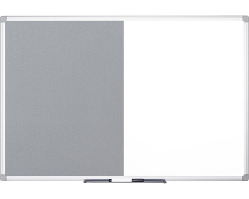 BI-OFFICE Combinatiebord vilt- en magneetbord grijs/wit 150x120 cm