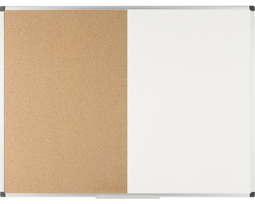 BI-OFFICE Combinatiebord kurk- en magneetbord bruin/wit 150x100 cm Combinatie van kurkbord en whiteboard voor notities en presentaties