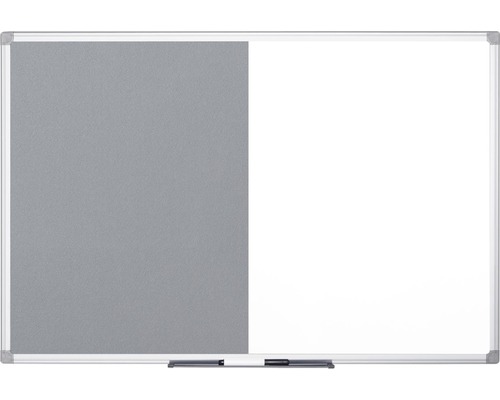 BI-OFFICE Combinatiebord vilt- en magneetbord grijs/wit 150x100 cm