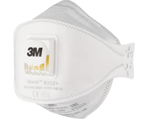 3M Stofmasker aura 99322+ met ventiel, 5 stuks 3M Aura 9322+ FFP2 ademhalingsmasker met uitademventiel