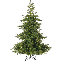 Kunstkerstboom met verlichting op een metalen standaard