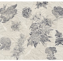 Behang met bloemenmotief op stukken papier