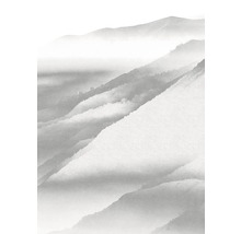 Illustratie van een mistig berglandschap