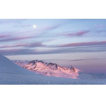 Winterlandschap met besneeuwde bergen en maan