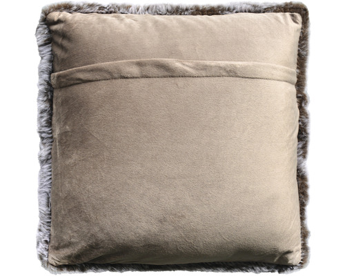 Vierkant kussen met bontrand en zak