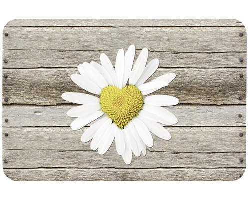 Decoratieve mat met madeliefjesmotief op houtlook