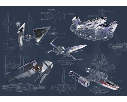 KOMAR Fotobehang vlies DX8-077 Disney Edition 4 Star Wars Blueprint Dark 400x280 cm