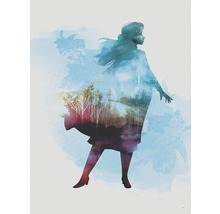 Silhouette van een vrouw met bos en kasteel als wanddecoratie