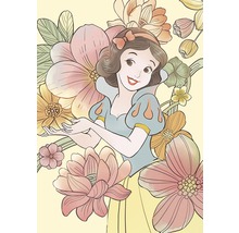 Illustratie van Sneeuwwitje omringd door bloemen
