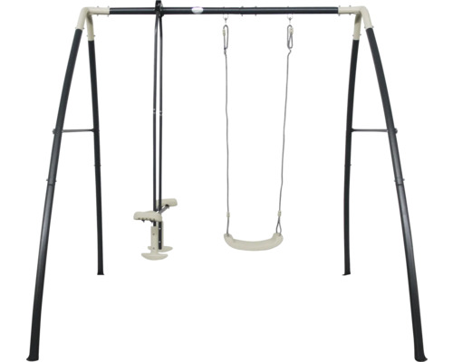 Schommelframe met een schommelzitje en een trap schommel