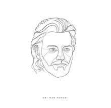 Obi-Wan Kenobi illustratie met dunne lijnen