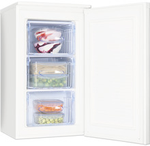 Vriezer met open laden en voedsel