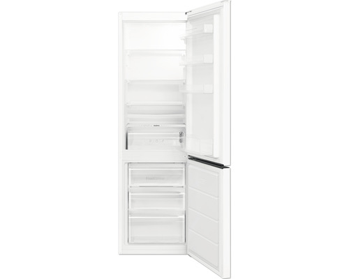 Geopende, witte koelkast met vriesvak onderaan