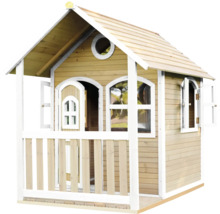 Houten speelhuis met veranda, ramen en deur