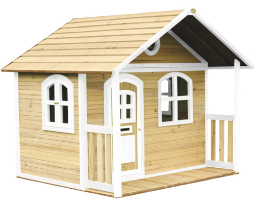 Houten speelhuis met deur, ramen en veranda