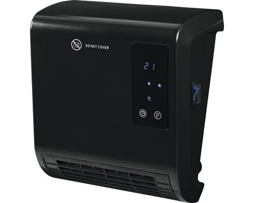 Zwarte wandkachel met digitaal display en het symbool ''Niet afdekken''.