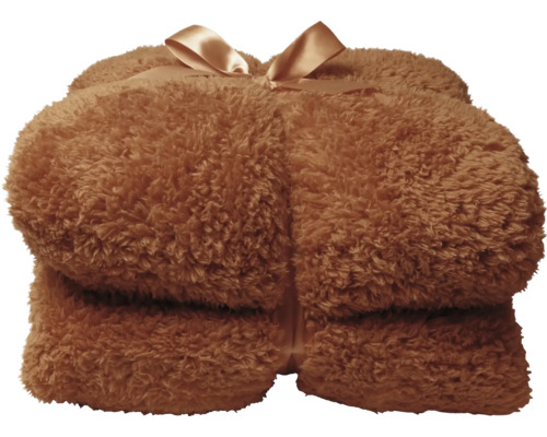 UNIQUE LIVING Plaid Teddy leather brown 150x200 cm