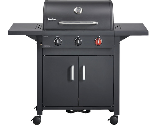 Enders Chicago gasbarbecue met drie branders, bijzettafels en onderkast