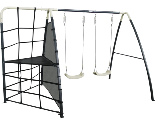 Speeltuinschommel met klimnet en twee schommelzitjes