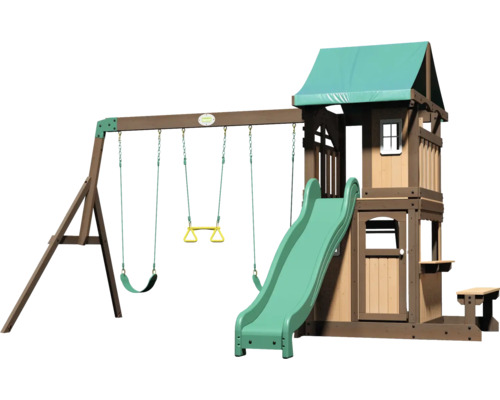 BACKYARD DISCOVERY Speeltoren Lakewood met schommels en glijbaan 340x430x260 cm Speeltoren met schommel, glijbaan en speelhuis voor in de tuin