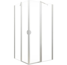 Hoekdouche met glazen deuren en metalen frame