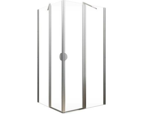 Hoekdouche met heldere glazen panelen en frame