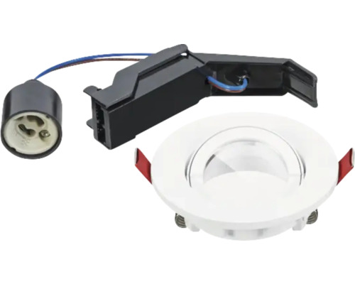 Inbouwspot met fitting en aansluitklem.