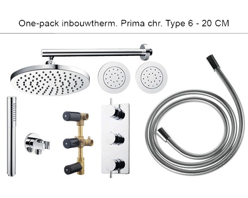 Complete inbouw doucheset One-pack Prima Ø20 cm chroom - model 6