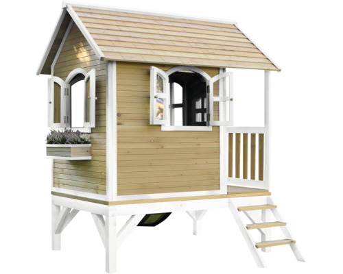 Houten speelhuis met trap en ramen