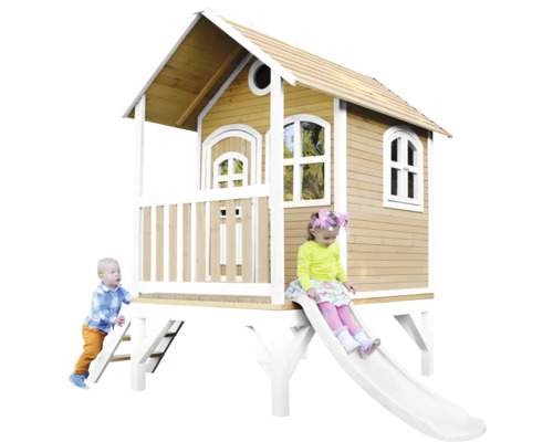 Houten speelhuis voor kinderen met glijbaan en ladder